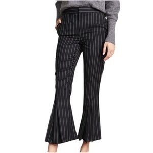 Frame Denim | Women’s Black Pinstripe Pleated Flare Bottom Crop Pants Size 4